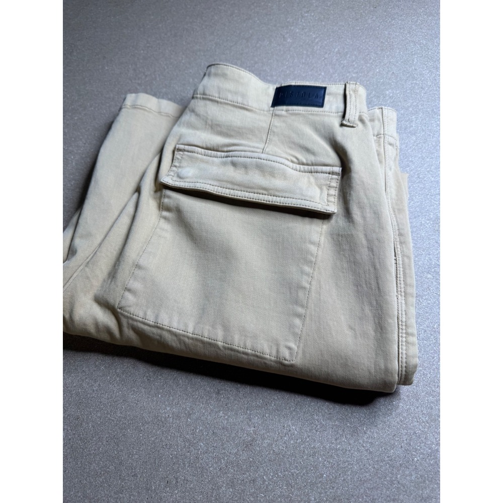 Pistola Dijon Wide Leg Utility Pants Tan Khaki Stretch P00116123NL Size 28